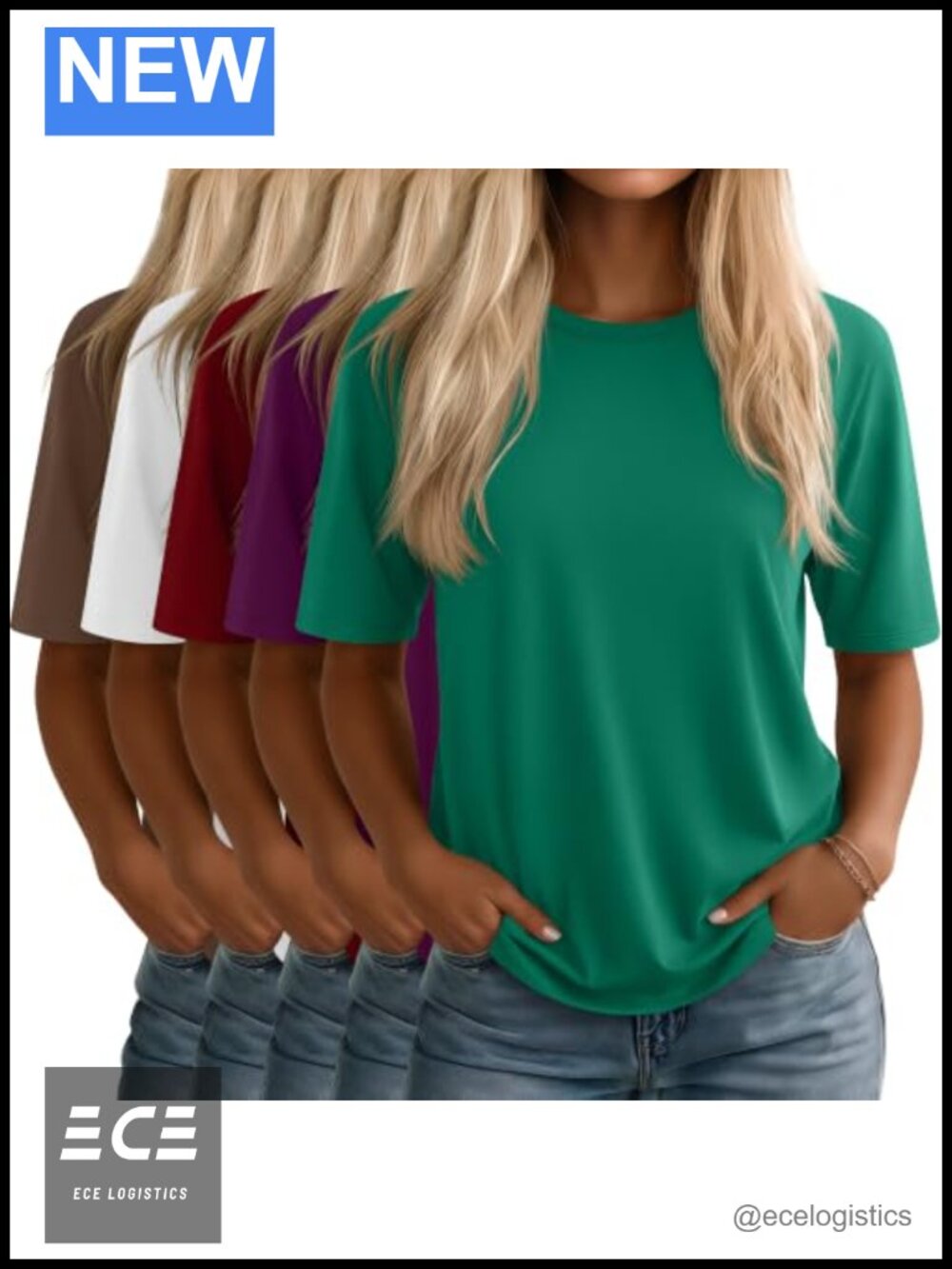 5 Pack Women's Half Sleeve Crew Neck T-Shirts Loose Fit Casual Summer Tees